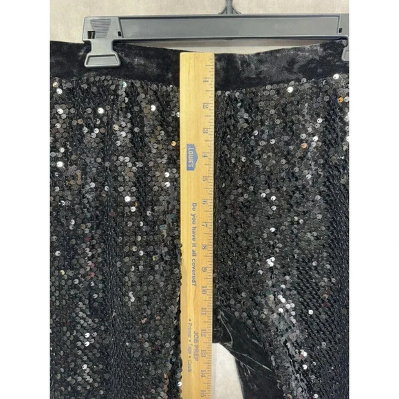 Chico’s Pants Womens 0.5 (S/6) Black Sequin Velvet Tapered Ankle Pull-On Hi Rise - Picture 8 of 11